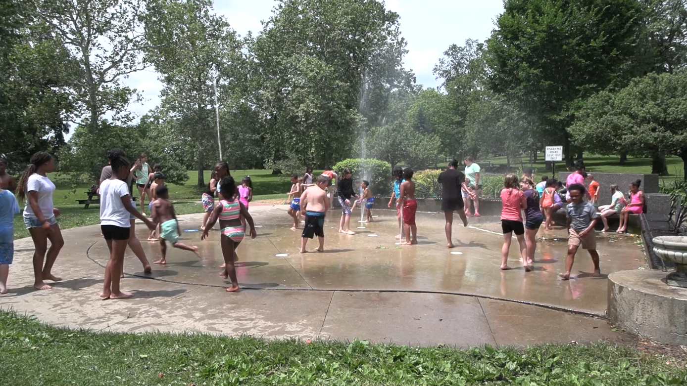 Lima families celebrate first day of summer at Faurot Park splash pad